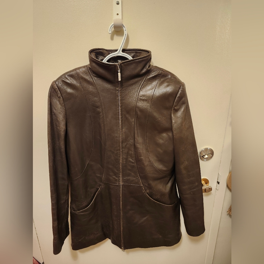 DANIER 100% Leather Jacket, Brown, Gently Preloved, Size M - Picture 1 of 5